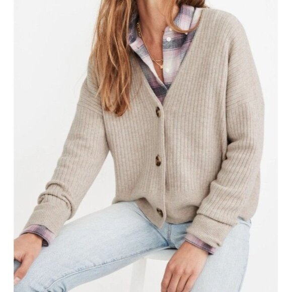 Madewell Sweaters - Madewell Womens XS Oversized Wool Alpaca Blend Cameron Ribbed Cardigan Sweater